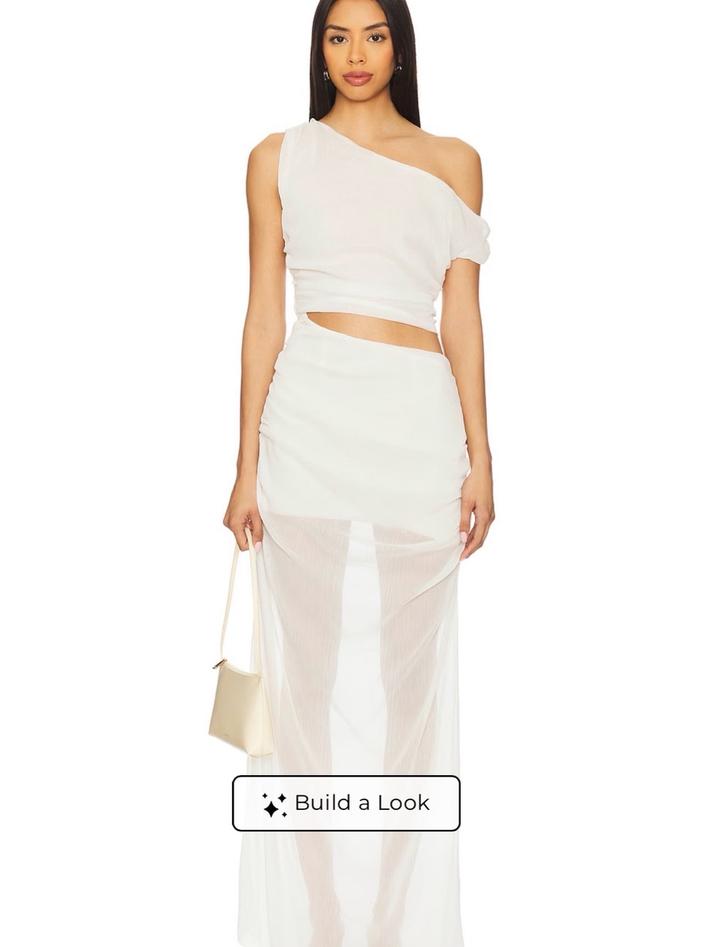 SNDYS. Off-White Sheer One-Shoulder Dress